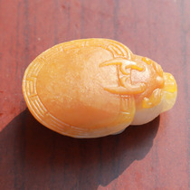 Hi Fantian Dialect Boutique Hotan Jade Xinjiang Old Ripe Yellow Qin Skin White Jade Seed Material Pretty Carved Dragon Turtle Pendant O1