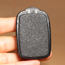 Dialect Hetian jade boutique Xinjiang jet black as ink white jade base ink jade seed material Ping An Wu Shi brand pendant pendant A1