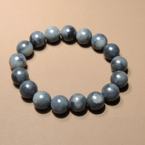 Hot ink jade treasure charcoal pot gray fine white jade bottom seed material luxury 12mm round bead bracelet with giant leak R2