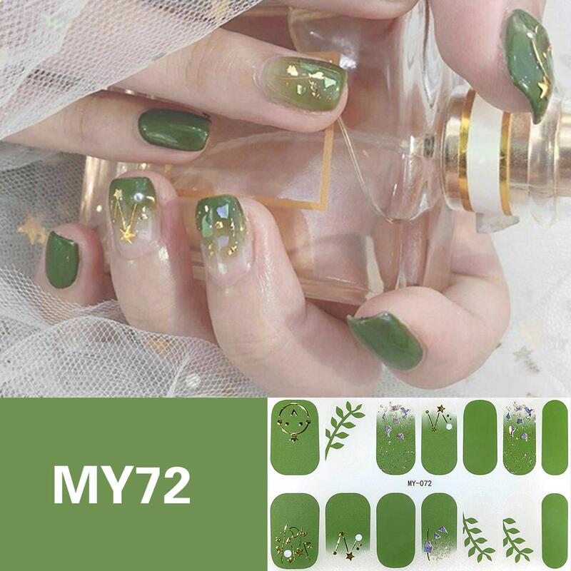 Whitening Nail Stickers, Fresh and Simple Imitation Diamond Gel Nail Stickers, Waterproof and Long-Lasting 5D Full Stickers, No-Bake Nail Polish Film Removal