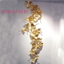 New Chinese metal wrought iron ginkgo biloba combination art wall decoration model room hotel lobby restaurant wall decoration