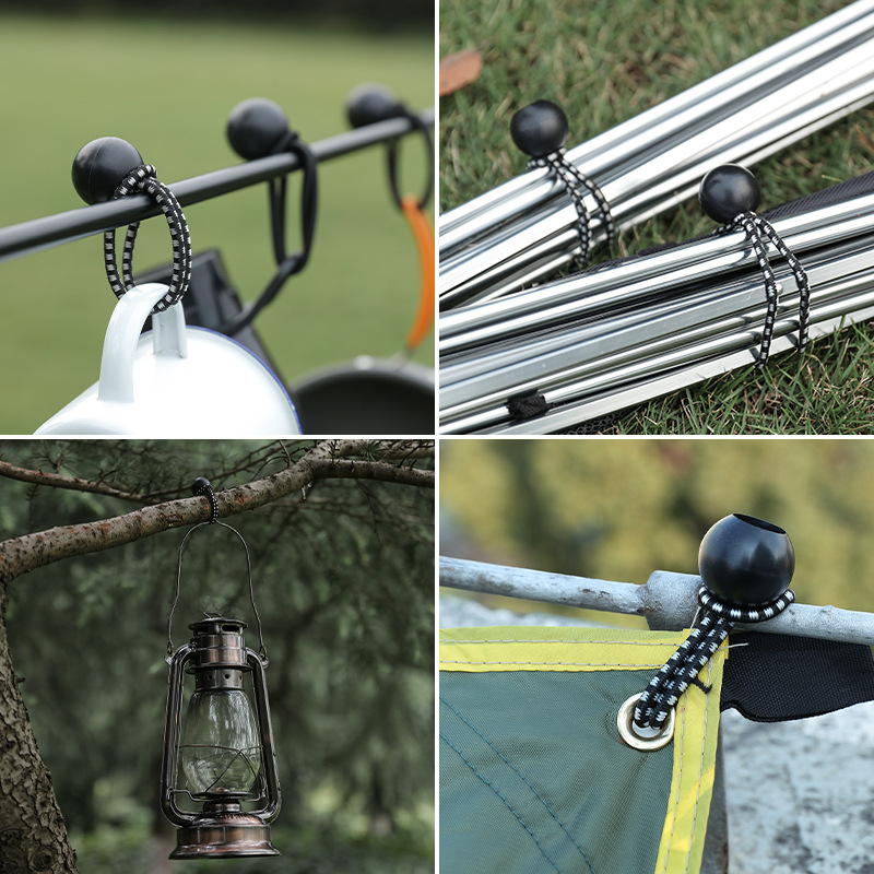 Outdoor Sky Curtain Elastic Rope Strapping With Jump Ball-Shaped Rubber Band Tent Clip Fixed Ball Clip Tightness Binding Rope