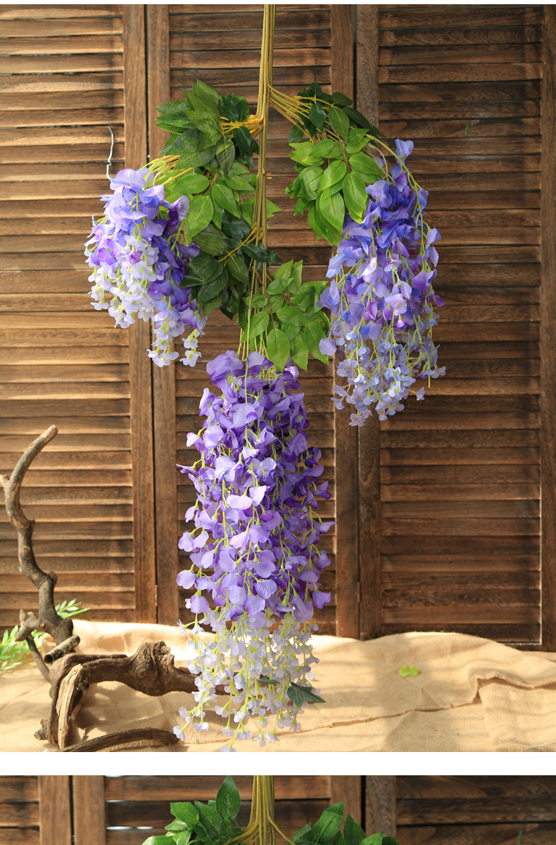 Mô phỏng Hoa Wisteria Hoa giả Hoa violet Trần Hoa Vine Trong nhà Trang trí tiệc cưới Mây nhựa Hoa thùng Cây nho - Hoa nhân tạo / Cây / Trái cây lan giả hạc đột biến