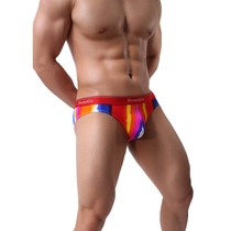 Dumi International mens ice silk printed BAO WEN briefs wide-brim comfortable single boxed boys pants trendy men