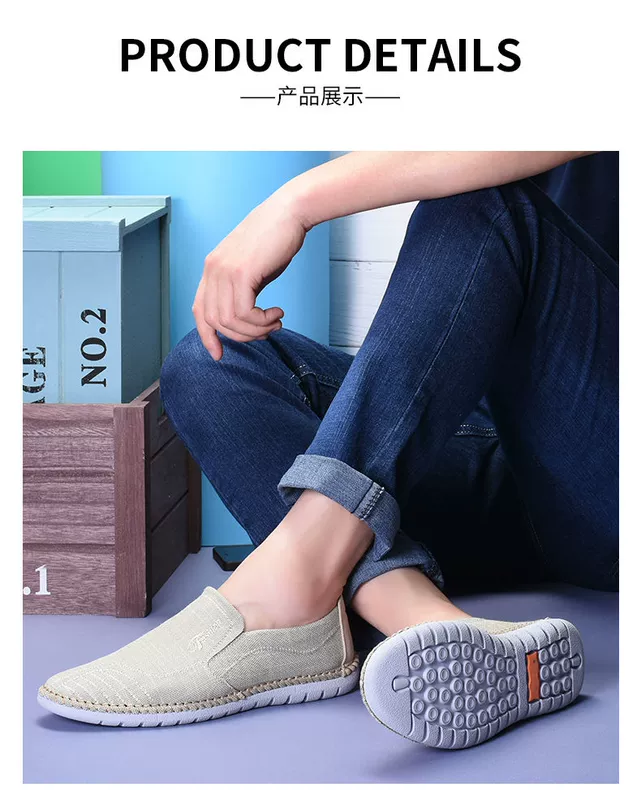 Giày ngư dân mùa hè nam lanh mới một bàn đạp nam lười giày bình thường phong cách Trung Quốc vải cũ giày vải Bắc Kinh - Plimsolls top giày sneaker nam