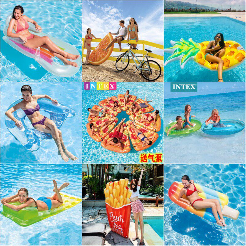 Water park rafting fruit floating row floating bed adult thickened air cushion recliner inflatable children's surfing floating board - Taobao