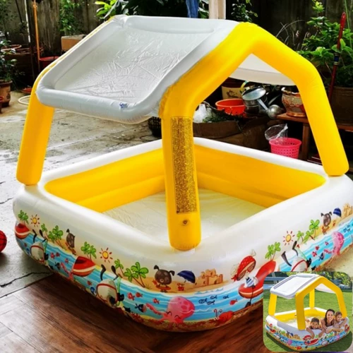 Intex, квадратный бассейн, детский надувной замок, солнцезащитный крем, средство для принятия ванны, игрушка, увеличенная толщина