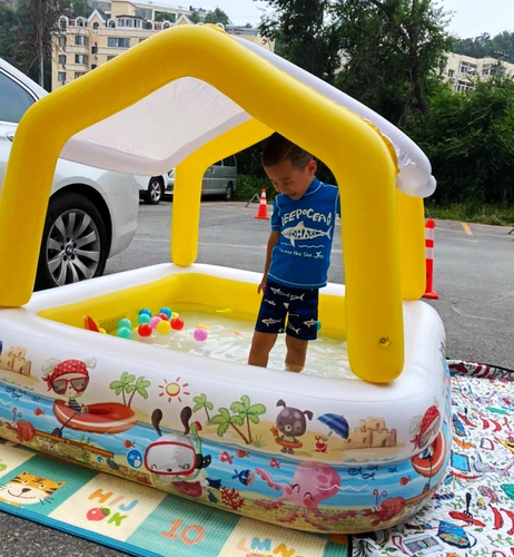 Intex, квадратный бассейн, детский надувной замок, солнцезащитный крем, средство для принятия ванны, игрушка, увеличенная толщина