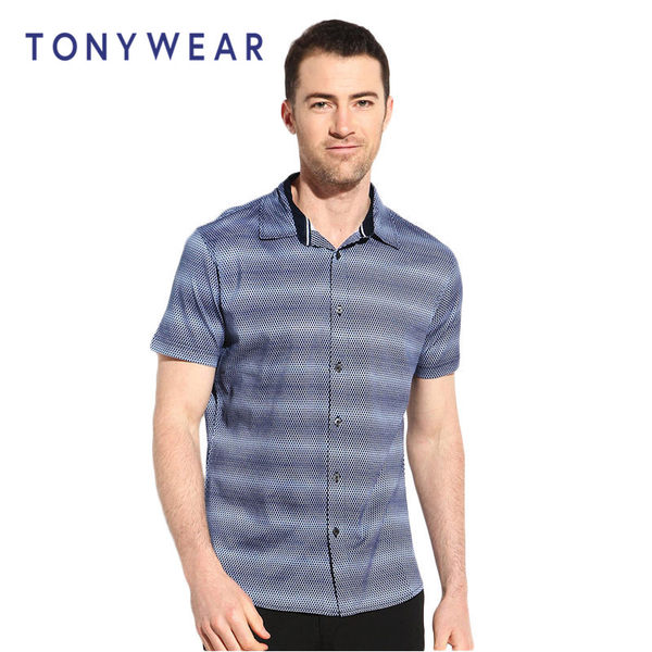 Tony Wear 汤尼威尔 18年新款 全棉 男式印花短袖衬衫 天猫优惠券折后￥39包邮（￥99-60）2色可选