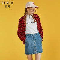 Senma Enterprise Store Áo sơ mi nữ 2018 Thu mới Áo sơ mi kẻ sọc Retro Chic Top Hồng Kông dài tay Sinh viên áo sơ mi nữ cao cấp