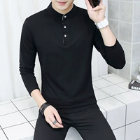 Áo thun cotton tay dài nửa cổ cao, áo thun bó sát bó sát áo sơ mi nam có thân áo mùa đông mặc quần áo mùa thu active shirt