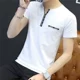 2018 mới đẹp trai quần áo ngắn nam áo thun ngắn tay 丅 桖 cotton mùa hè nửa tay nửa nam 	áo thun nam body