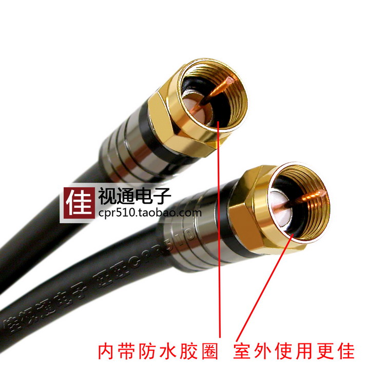 Gold Plated Outdoor Waterproof Cable TV Wire Small Pot Lid Antenna Digital High Definition Onboard Box Connecting Line British F Head