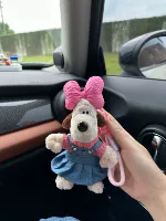 Розовый свитер джинсовой юбка щенка+розовая веревка