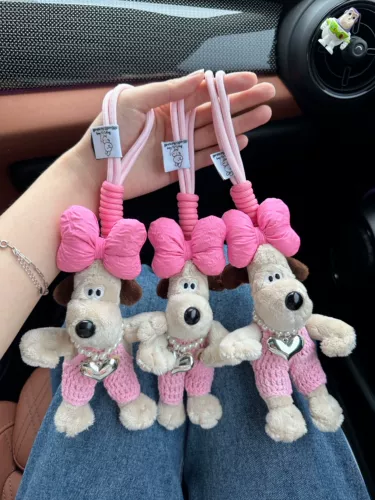 Милая плюшевая кукла с бантиком, мультяшный брелок, подвеска, подарок на день рождения