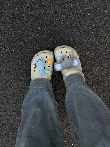 Crocs, туфли, пряжка для обуви, плюшевая кукла, белая обувь, креативный аксессуар, слон, дельфин, «сделай сам»