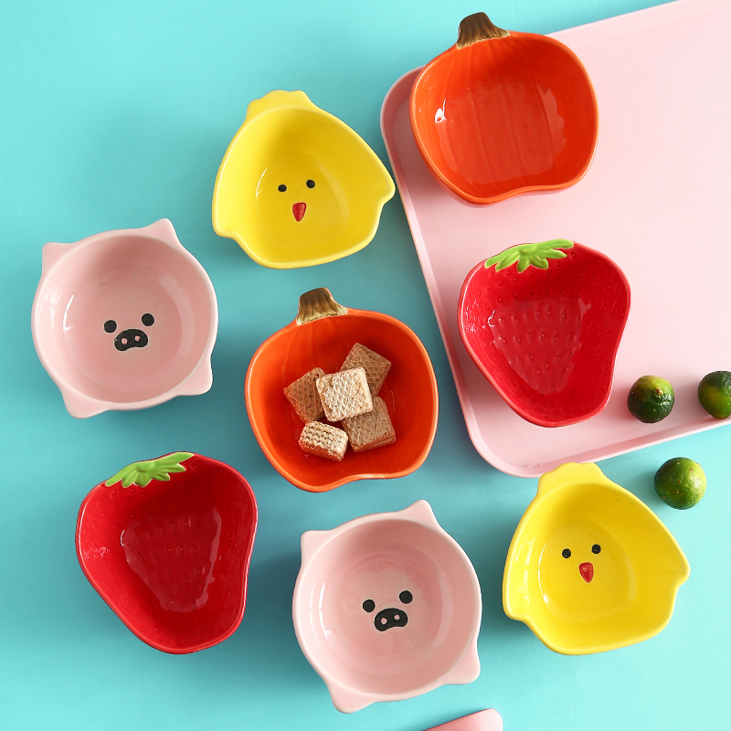 It's not too late for cartoon ceramic small saucer dipping sauce dish home snack plate dish dish spit bone sauce sauce sauce sauce sauce