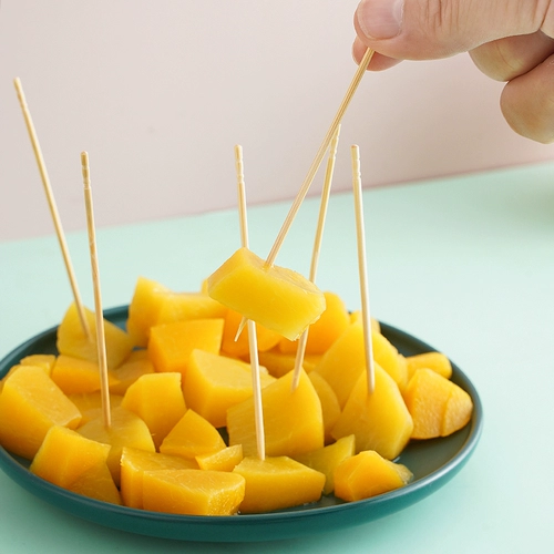 Одноразовый фруктовый фирменный бамбуковая виза цветочная вилка, фруктовая вилка творческая художественная виза Зубная виза Коктейль -глотки -хвост сэндвич подписание фруктов