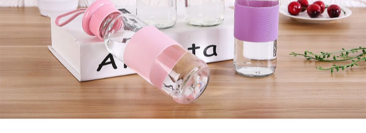 Phiên bản tiếng Hàn của ly thủy tinh sáng tạo xu hướng nữ sinh viên dễ thương cầm tay có nắp đậy đơn giản vài chai nước cầm tay bình ủ cháo lock&lock