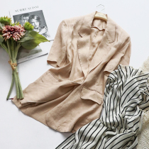 Ku Yin Fenghua cool linen profile hidden meat Sharp Drop button mid-sleeve suit jacket sunscreen