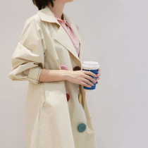 Ku Yin late autumn spring color double-breasted loose medium long windbreaker autumn new Joker slim coat