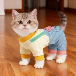 Pet Cat Clothes for Autumn and Winter, Anti-Shedding, Thickened Flannel Four-Legged Outfit, Suitable for Ragdoll, British Shorthair, American Shorthair, Cute Transformation Costume
