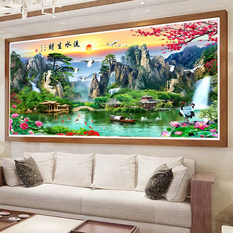 Nước kiếm tiền khâu cảnh sống mới 2018 Landscape in thêu đích thực Mona Lisa 2 m 5 - Công cụ & phụ kiện Cross-stitch tranh thêu chữ thập hoa mẫu đơn