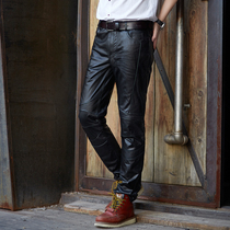  Leather leather pants mens first layer cowhide high waist large size motorcycle riding leather pants wear loose casual mens leather pants outside