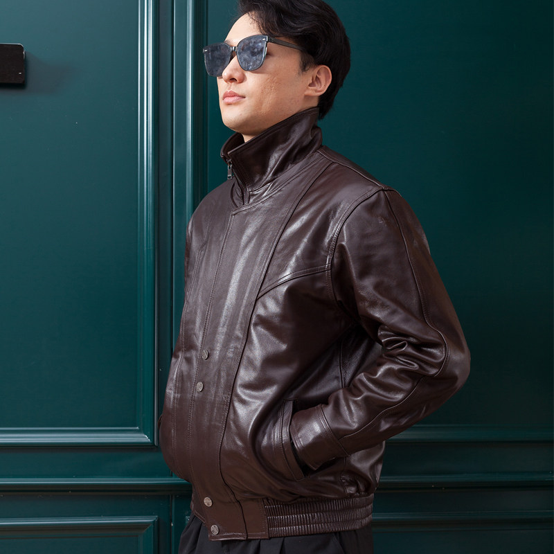 Real leather leather clothing male head layer cow leather Air Force leather jacket Harley locomotive pilot leather jacket man's autumn winter plus cotton fur coat