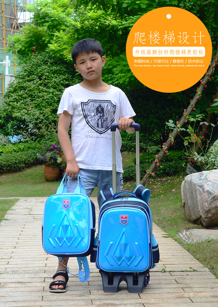Học sinh xe đẩy túi bé trai 1-2-3-6 lớp trẻ em túi nữ 6-8-12 tuổi không thấm nước dùng một lần 4 - Túi bé / Ba lô / Hành lý ba lô chống gù