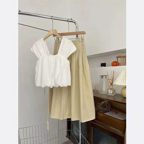 Комплект, летняя юбка, футболка без рукавов для отдыха, в западном стиле