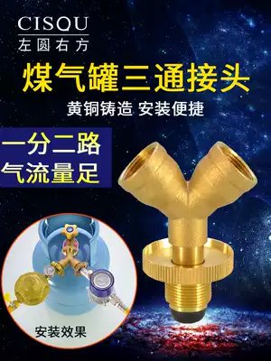 Gas tank copper tee adapter one-point two-way interface liquefied gas cylinder pressure reducing valve shunt one-drag two joints