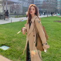 Trench coat women long British style 2021 New early spring Korean version of small man popular knee temperament spring and autumn coat