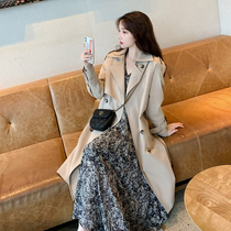 Trench coat womens long 2021 New Spring Korean version of temperament pop little man English Renheben style spring and autumn coat