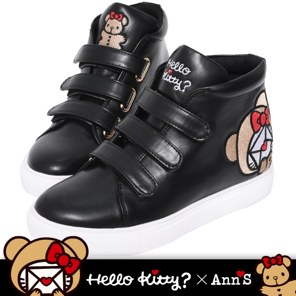 HELLO kitty x Ann'S brown bear three devil felt high cylinder heightening sneakers-black
