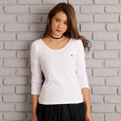 Playboy x Hello kitty Round Neck Classic Plain T-White
