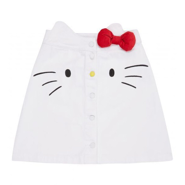 Hello Kitty face bow denim skirt
