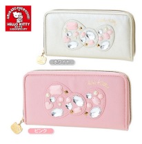 Hello Kitty 40 Anniversary Shining Jewel Satin Ribbon Series Long Leather Clip