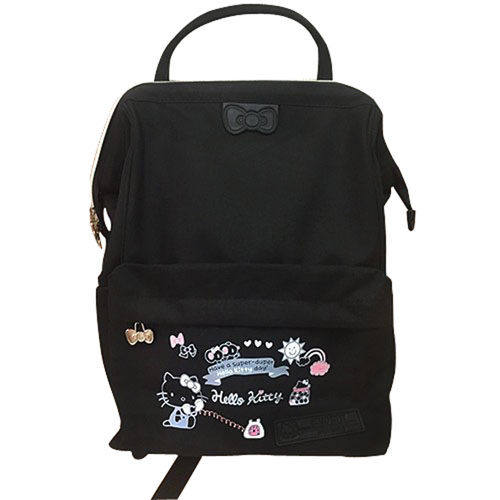 HELLO KITTY Childlike Graffiti Large Opening Backpack (Black)