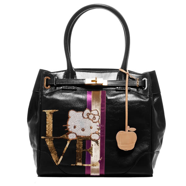 A D M J x Hello Kitty joint sequin LOVE KITTY tote bag (black)