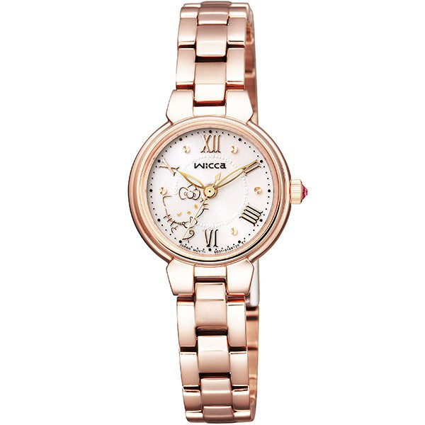 WICCA × Hello kitty Solar airwaves women's watches-rose gold