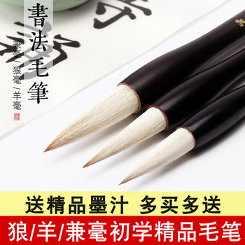 Professional-Grade Calligraphy and Painting Brushes Made of Mixed Bristles (Wolf Hair, Goat Hair), Available in Large, Medium, and Small Sizes, Suitable for Regular Script, Cursive Script, and Cursive Script in the Style of Lishu. Soft Brushes for Practicing Calligraphy, Copying Scriptures, Writing Couplets, and Writing in the Style of Doubi. Calligraphy Sets for Beginners and Elementary School Students