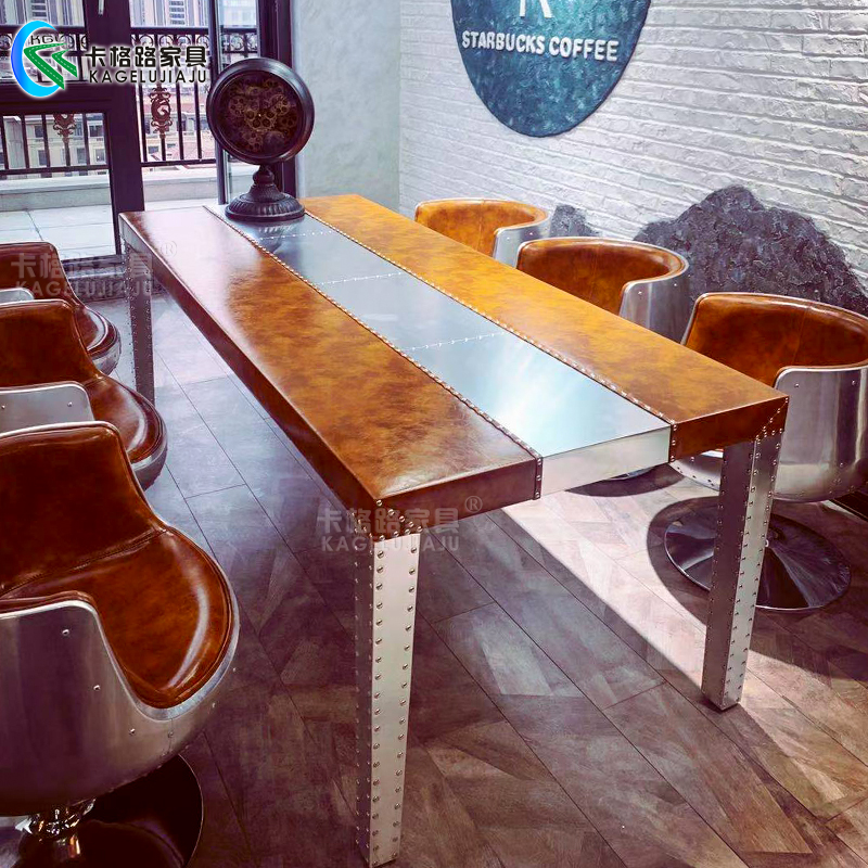 Industrial Wind Conference Table Long Table Desk Office Table And Chairs Combined Aluminium Cortical Creative Metal Table Negotiate Tea Table Rectangle