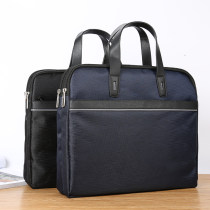  Briefcase mens business canvas handbag Simple A4 file bag three zippered large capacity office bag womens conference bag