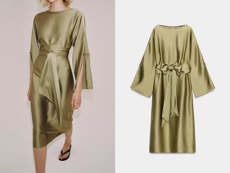 Yaoyao 2026 Summer New Women's Fashion Versatile Belted Slit Design Silk-Like Textured Dress 2241/789