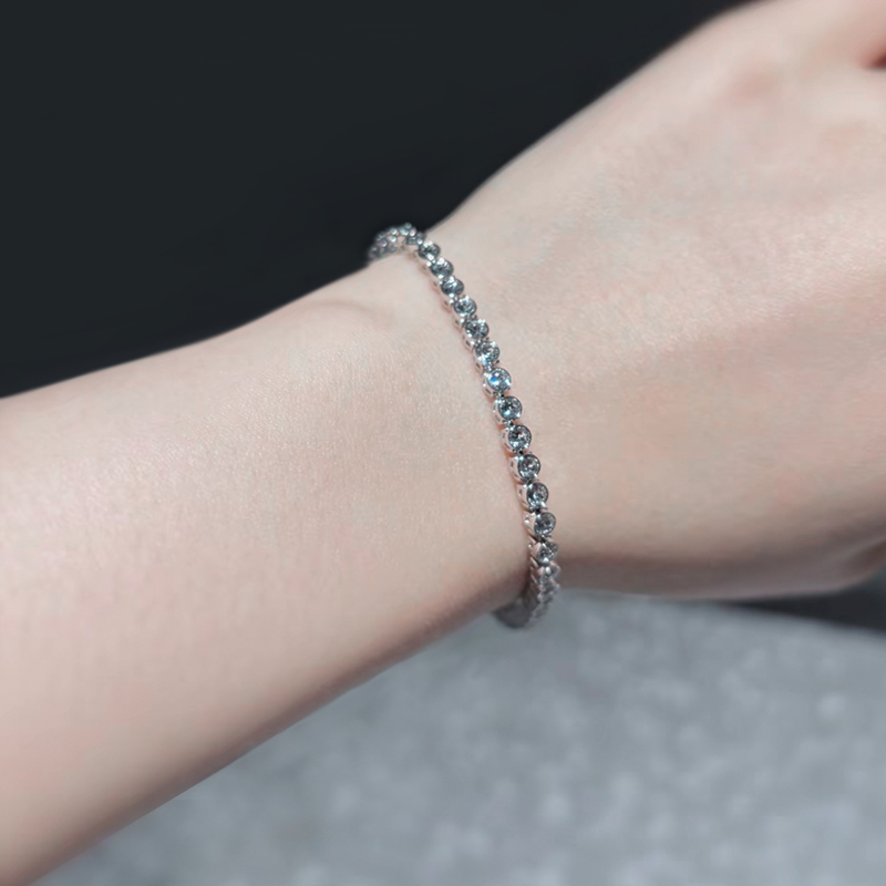 Swarovski Tennis Silver-White Gray-Black Crystal Tennis Crystal Bracelet for Men and Women 1808960