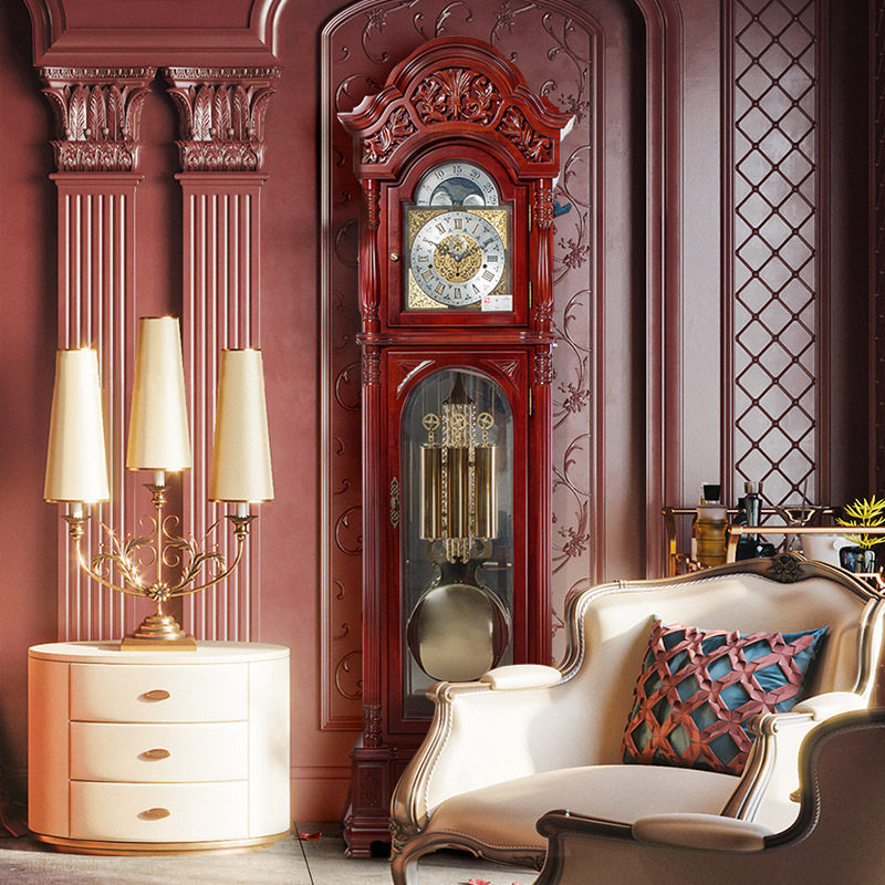 North Star New Chinese style floor bell Living room Retro solid wood European style mechanical large pendulum to decorate classic newspaper old clock