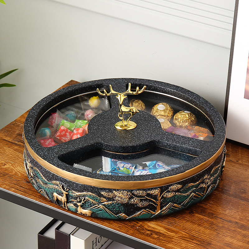 New Chinese dried fruit box Sub-grid with lid Euro style Candy Box Living Room Dry Fruits Pan Nut Case Melon Subpan Snack Plate