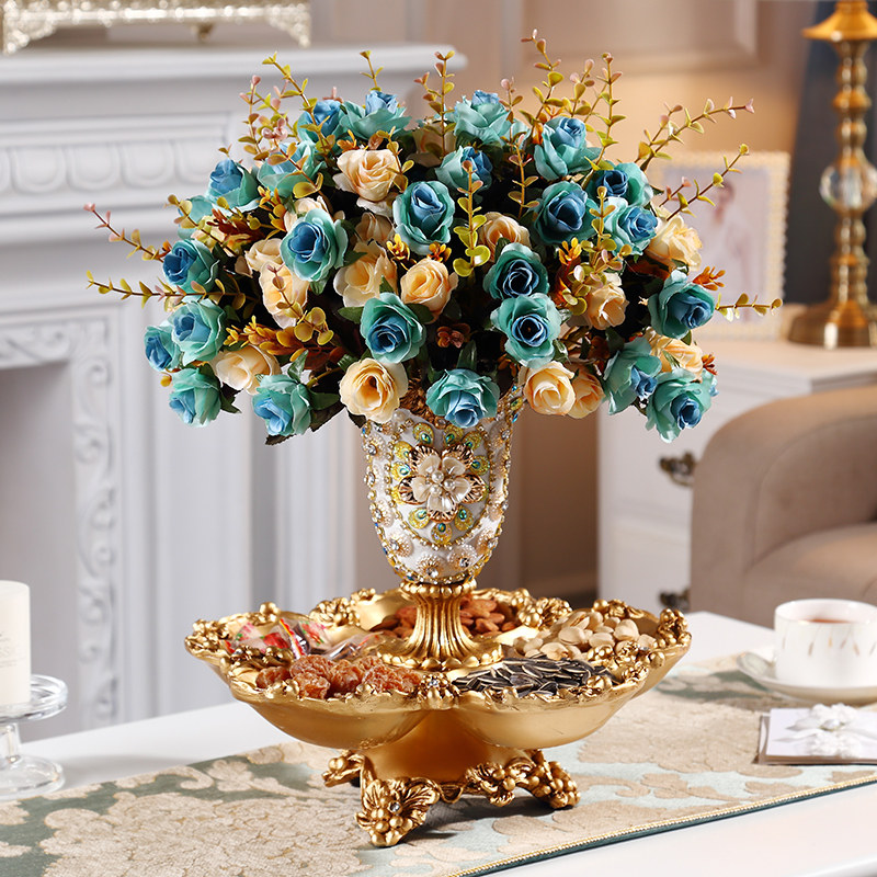 European coffee table Vase Fruit plate decoration Living room household dining table Creative high-end home decoration Practical decoration