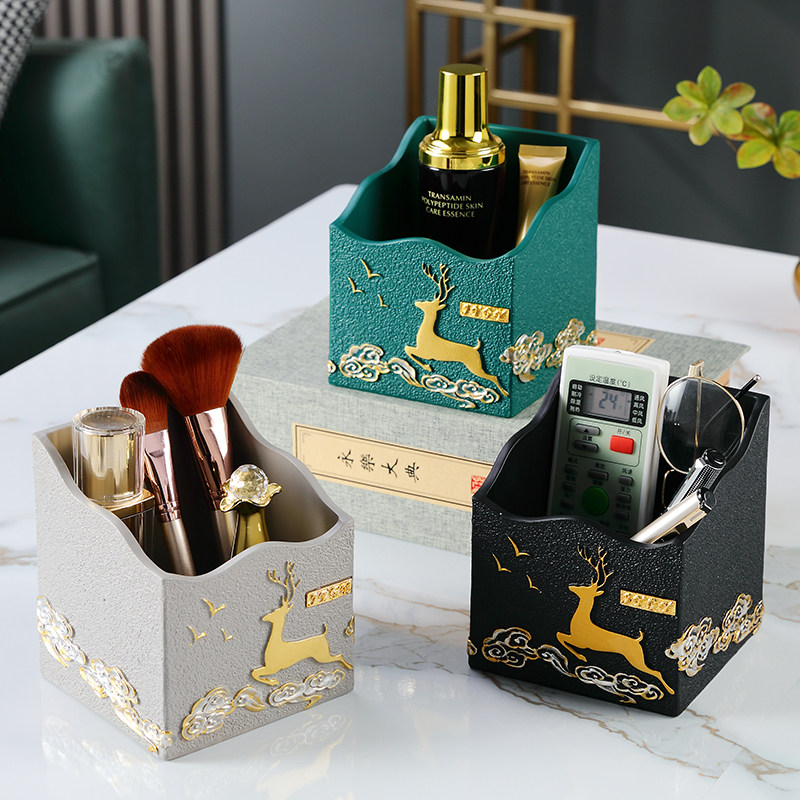 Creative new Chinese style containing box swing piece home living room tea table remote control storage box upscale book room practical pen holder